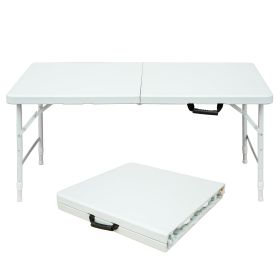 4ft Portable Folding Table Indoor&Outdoor Maximum Weight 135KG Foldable Table For Camping White (Color: White)