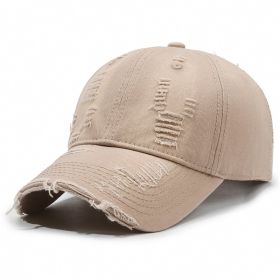 Street Hole Vintage Baseball Cap Men Do The Old Cowboy Washed (Option: Beige-Adjustable)