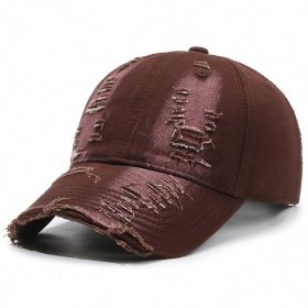 Street Hole Vintage Baseball Cap Men Do The Old Cowboy Washed (Option: Brown-Adjustable)
