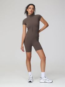 Women's Jumpsuit Short Style (Option: Brown-S)