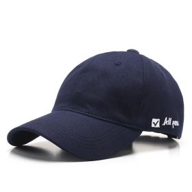 Soft top cap with side letter embroidery (Color: Navy Blue)