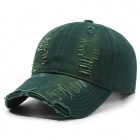 Street Hole Vintage Baseball Cap Men Do The Old Cowboy Washed (Option: Dark Green-Adjustable)