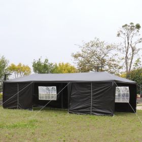 3X9M 8 Sided, Two Doors, Pergola (Color: Black)