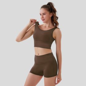 No Need To Wear Underwear Sports Shorts (Option: Brown-M)