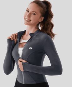 Stand Collar Jacket (Option: Light gray-M)