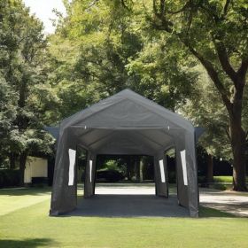 12x20 Feet Party Tent Heavy Duty Outdoor Portable Garage Ventilated Canopy Carports Car Shelter (Color: Grey)