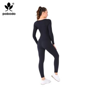 Square Collar Chest Short Zipper Jumpsuit (Option: Navy blue-S)