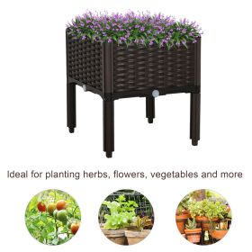 1 Piece Raised Garden Bed With Legs, Self-Watering Planter Box Raised Bed To Grow Flowers, Herbs & Vegetables, Brown (Color: Brown)